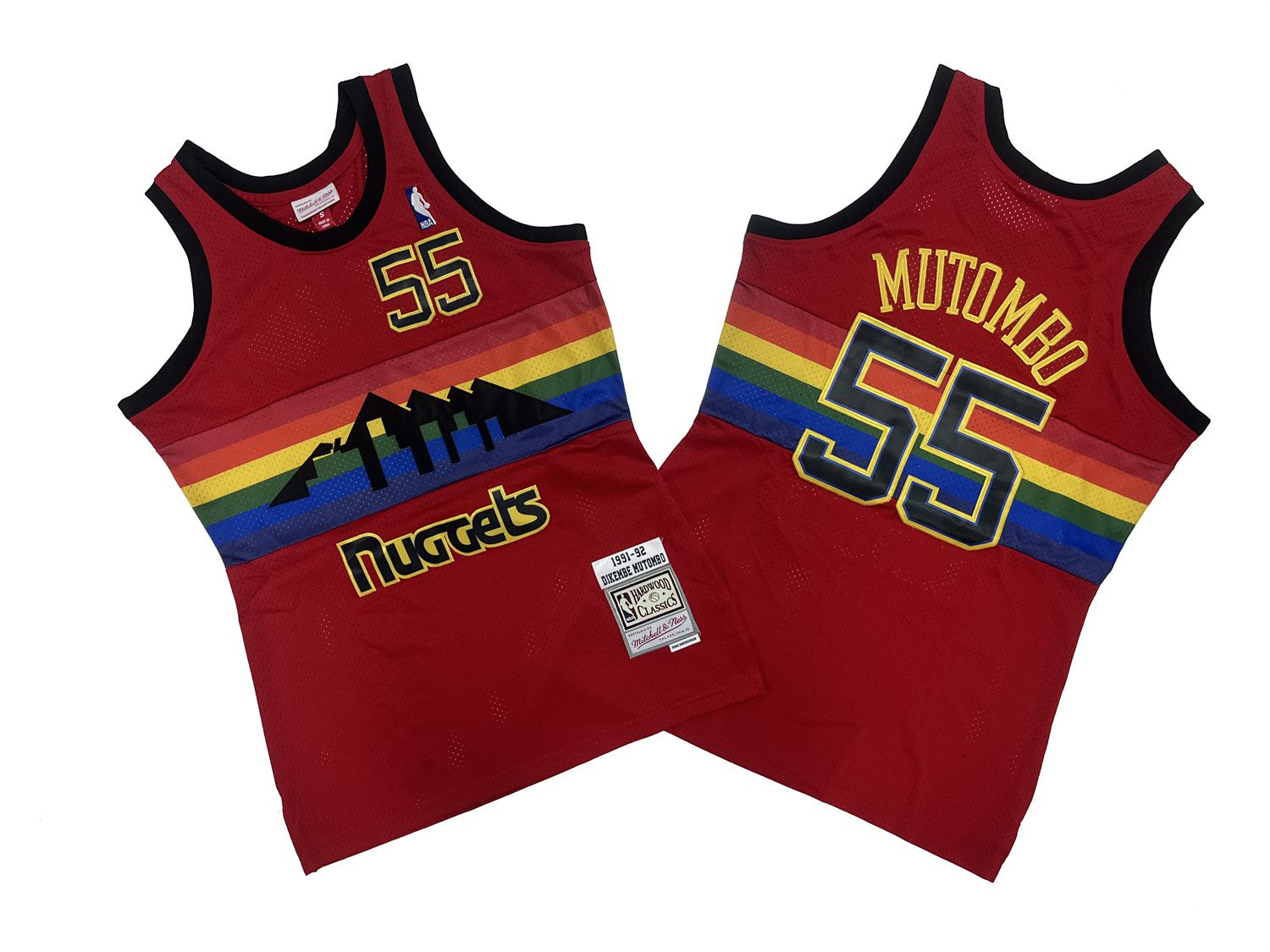 Men Denver Nuggets #55 Mutombo Red Throwback NBA Jersey